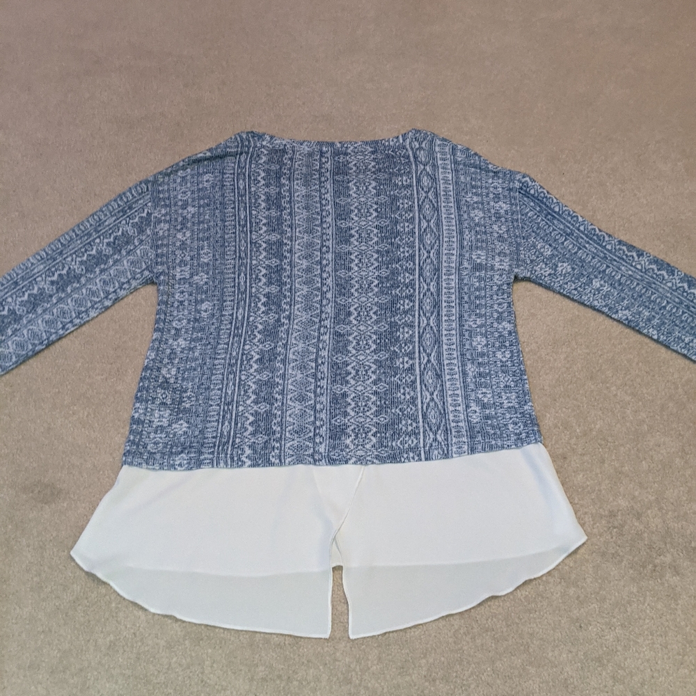 Kiara blue & white long sleeve top - Picture 3 of 15